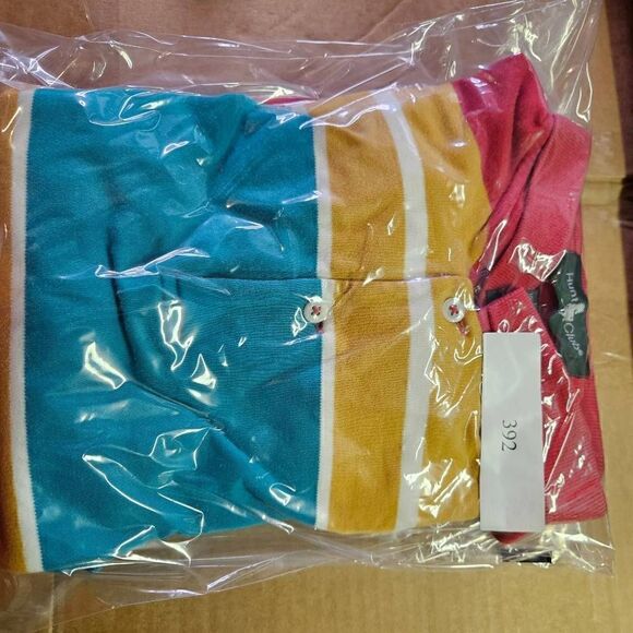 Hunt Club Vintage Striped Polo Shirt Blue Yellow Mens Size L - Picture 7 of 7